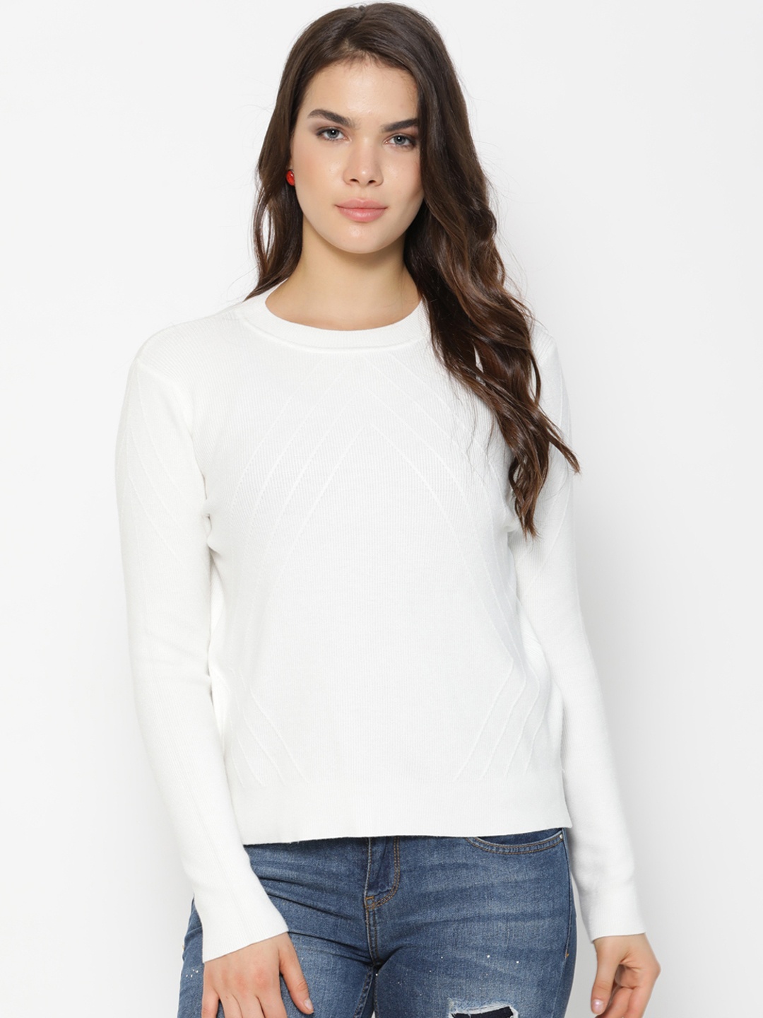 

Gipsy Women Cream-Coloured Solid Sweater