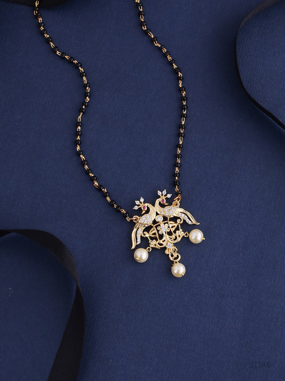 

Voylla Gold-Plated Peacock Shaped Mangalsutra