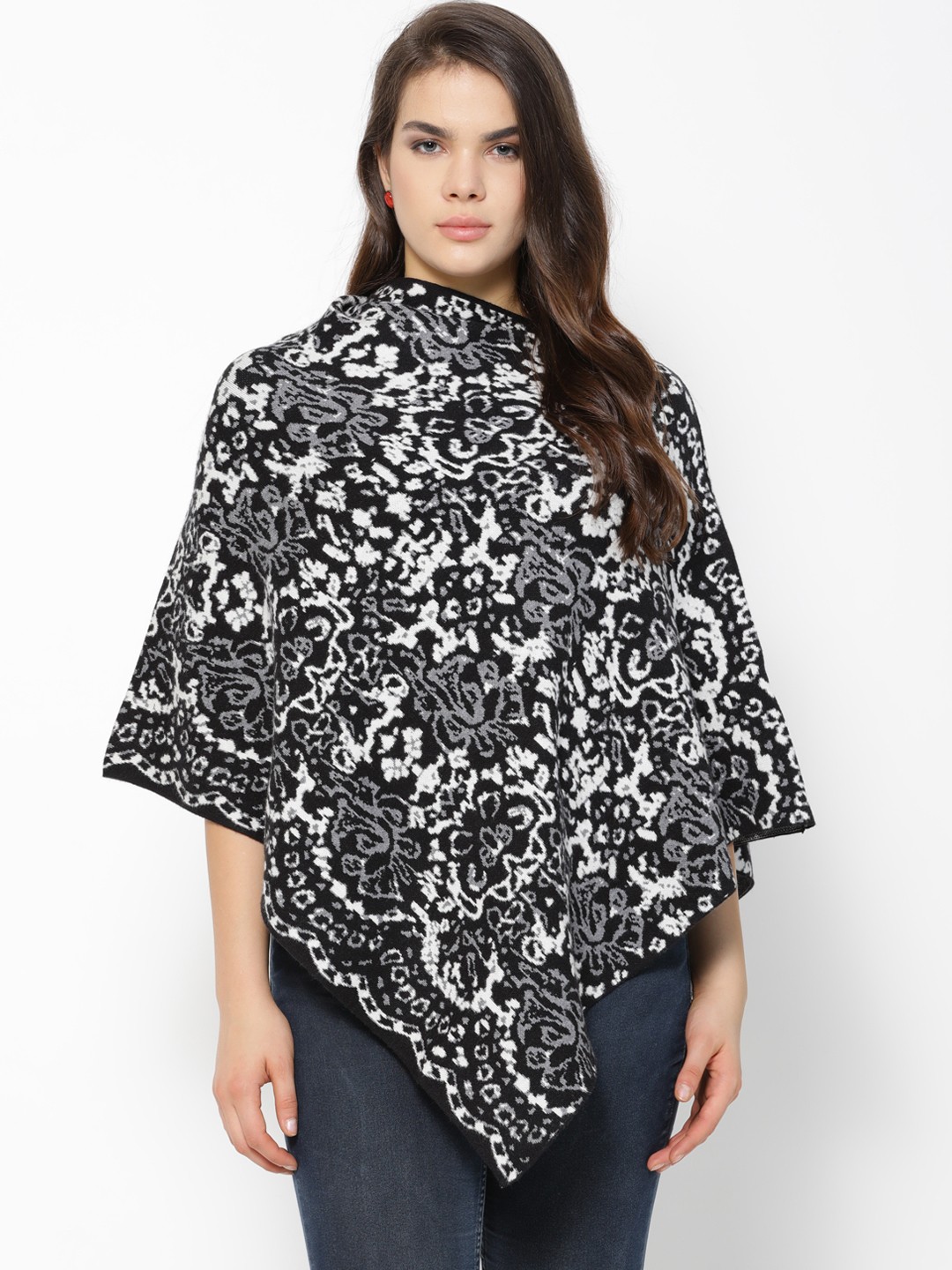 

Gipsy Women Black Printed Poncho