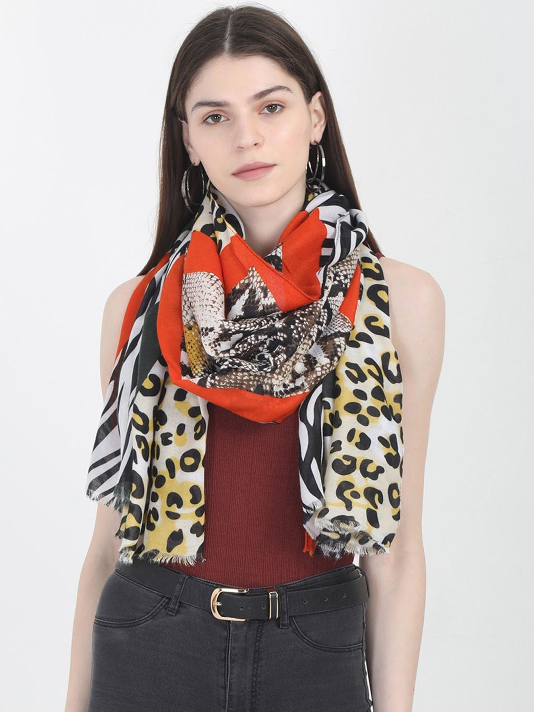 

FabSeasons Women Yellow Printed Scarf