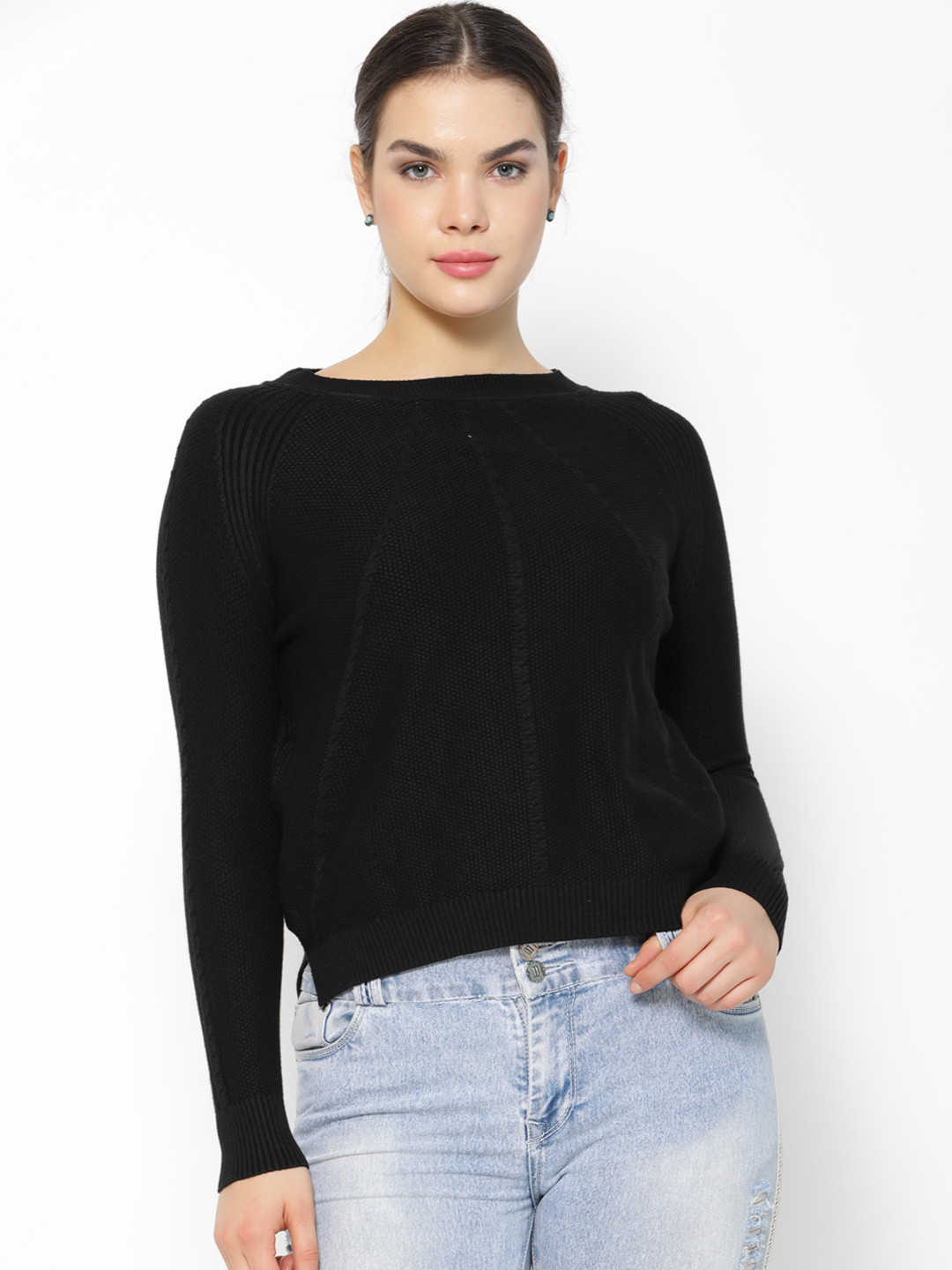 

Gipsy Women Black Solid Sweater