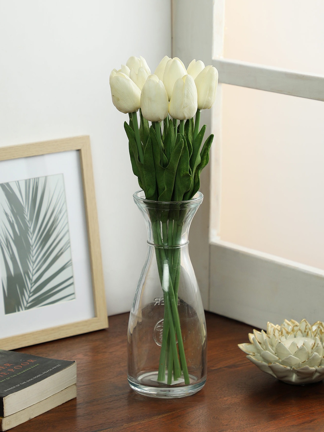 

PolliNation Set of 10 White Green Artificial Tulip Flower Stems