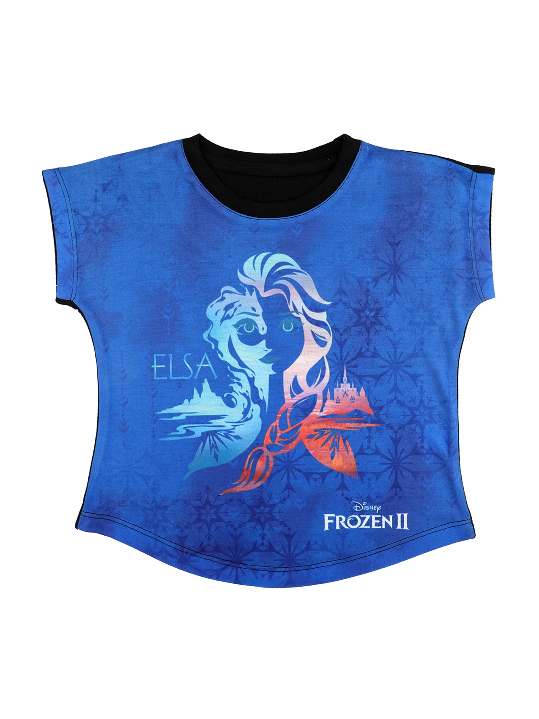 

Disney by Wear Your Mind Girls Blue Printed Round Neck T-shirt