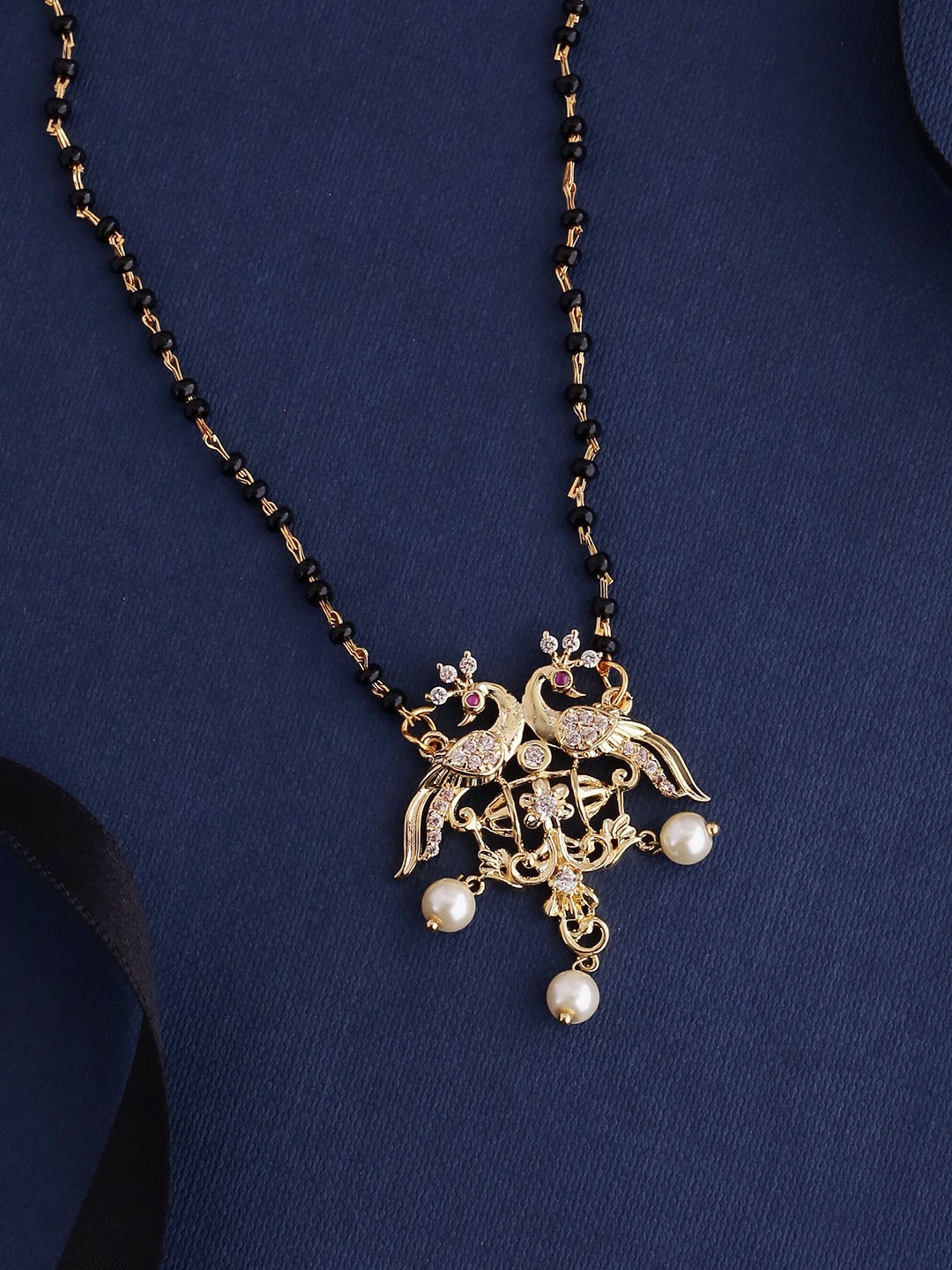 

Voylla Gold-Plated Peacock Shaped Mangalsutra