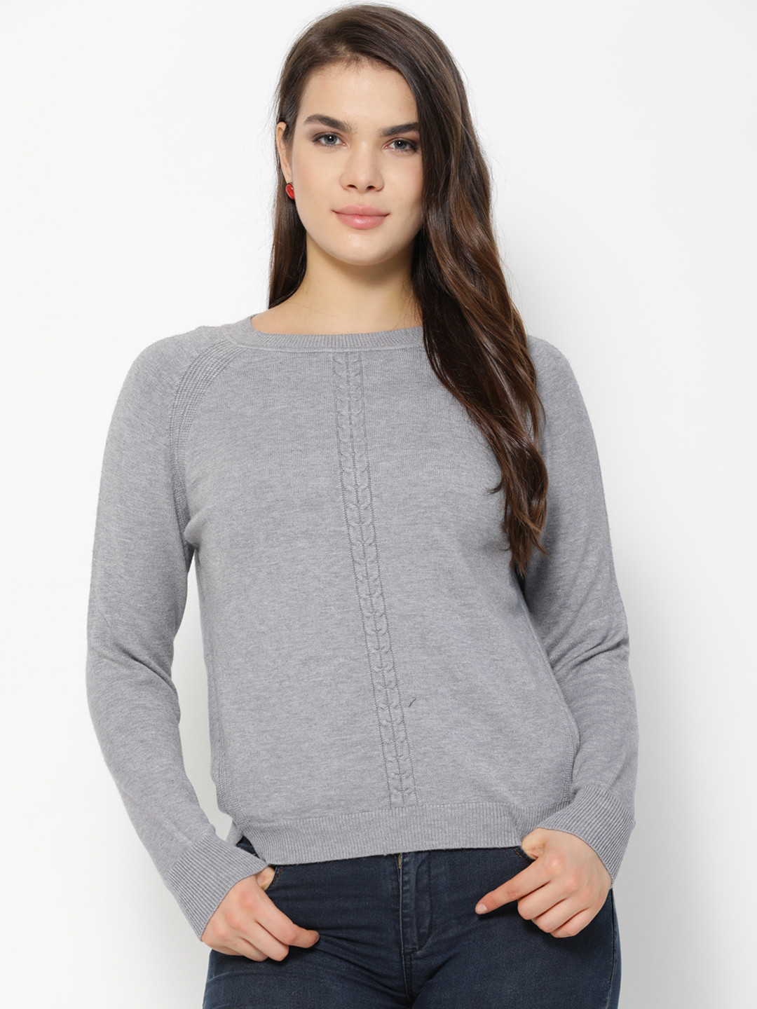 

Gipsy Women Grey Solid Sweater