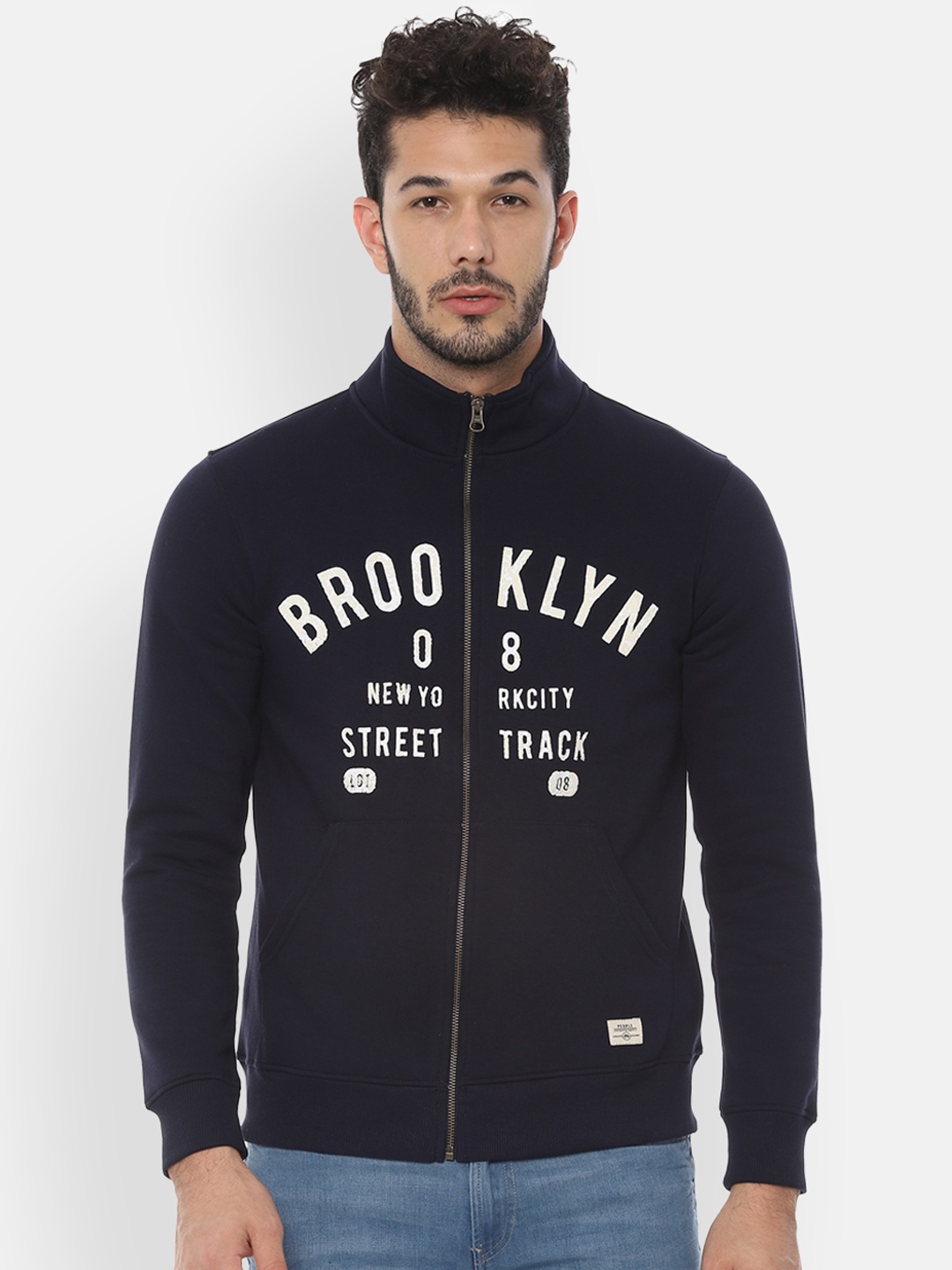 

People Men Navy Blue Printed Sweatshirt
