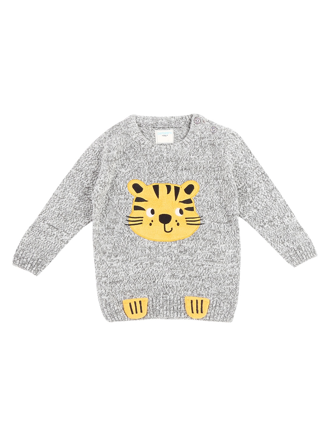

Pantaloons Baby Boys Grey Melange Appliqued Sweater