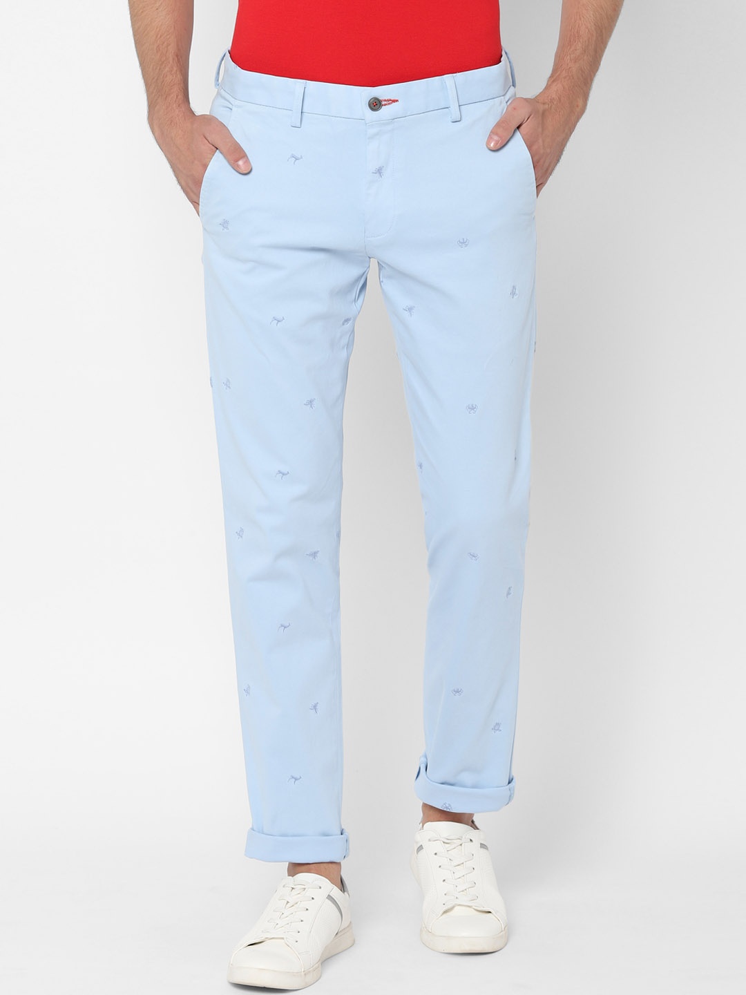 

SIMON CARTER LONDON Men Blue Slim Fit Printed Regular Trousers
