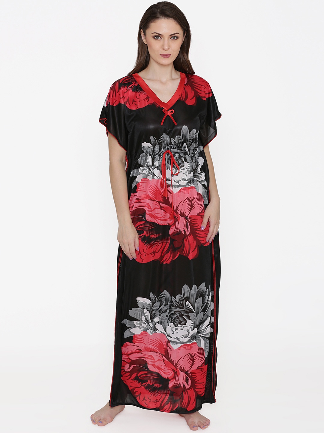

N-Gal Red & Black Printed Nightdress