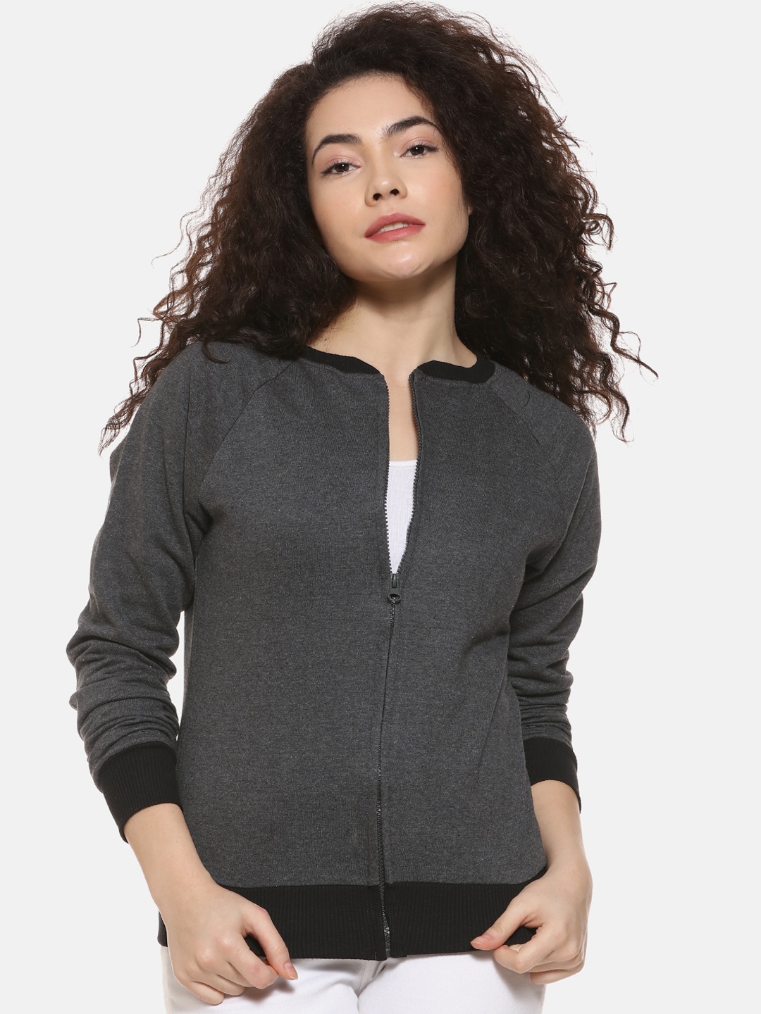 

Campus Sutra Women Charcoal Grey Solid Sweatshirt