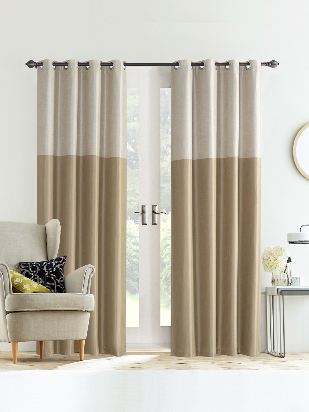 

Deco Window Beige & Brown Set of 2 Door Curtains