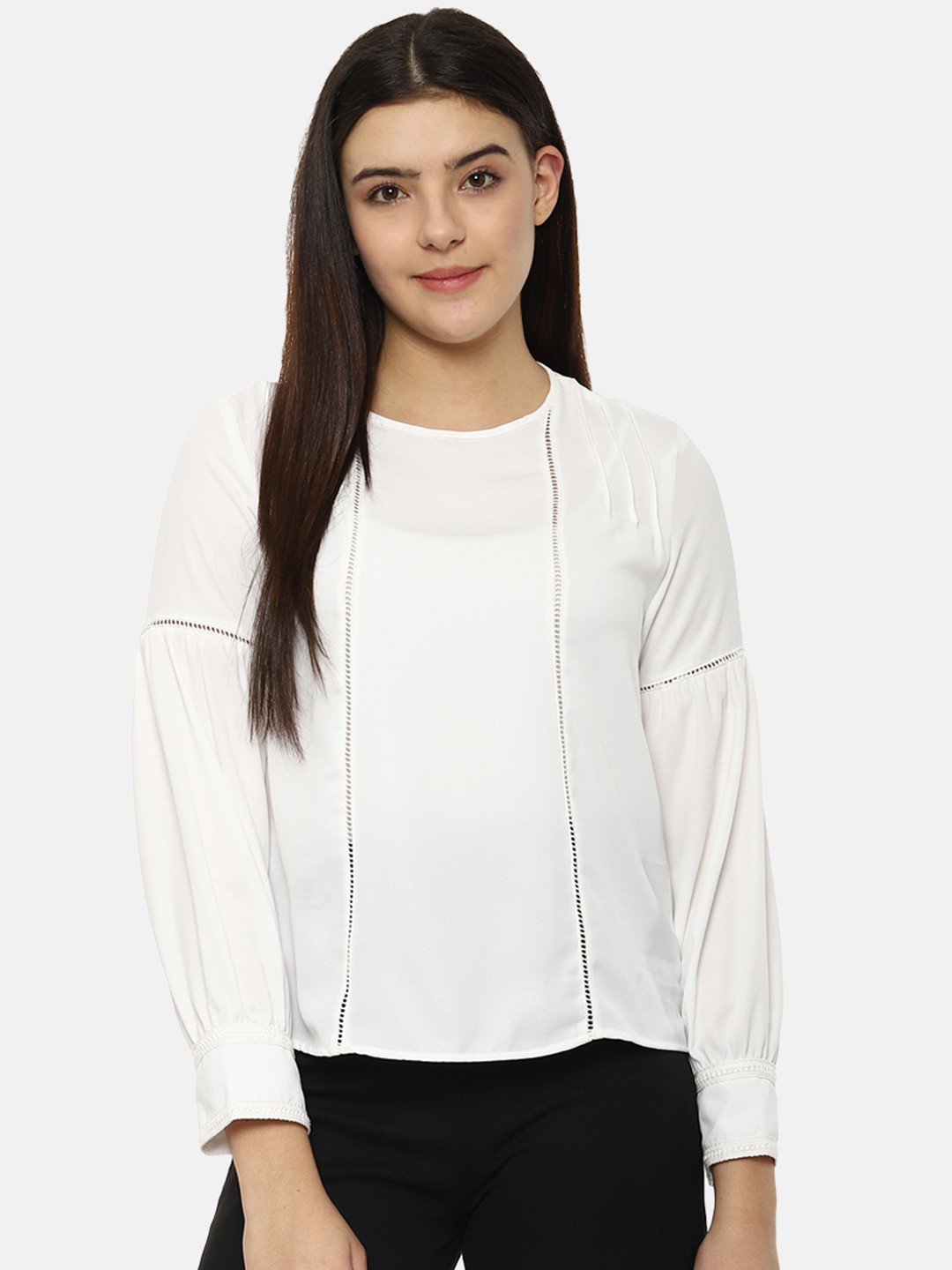 

Van Heusen Woman Women White Solid A-Line Top