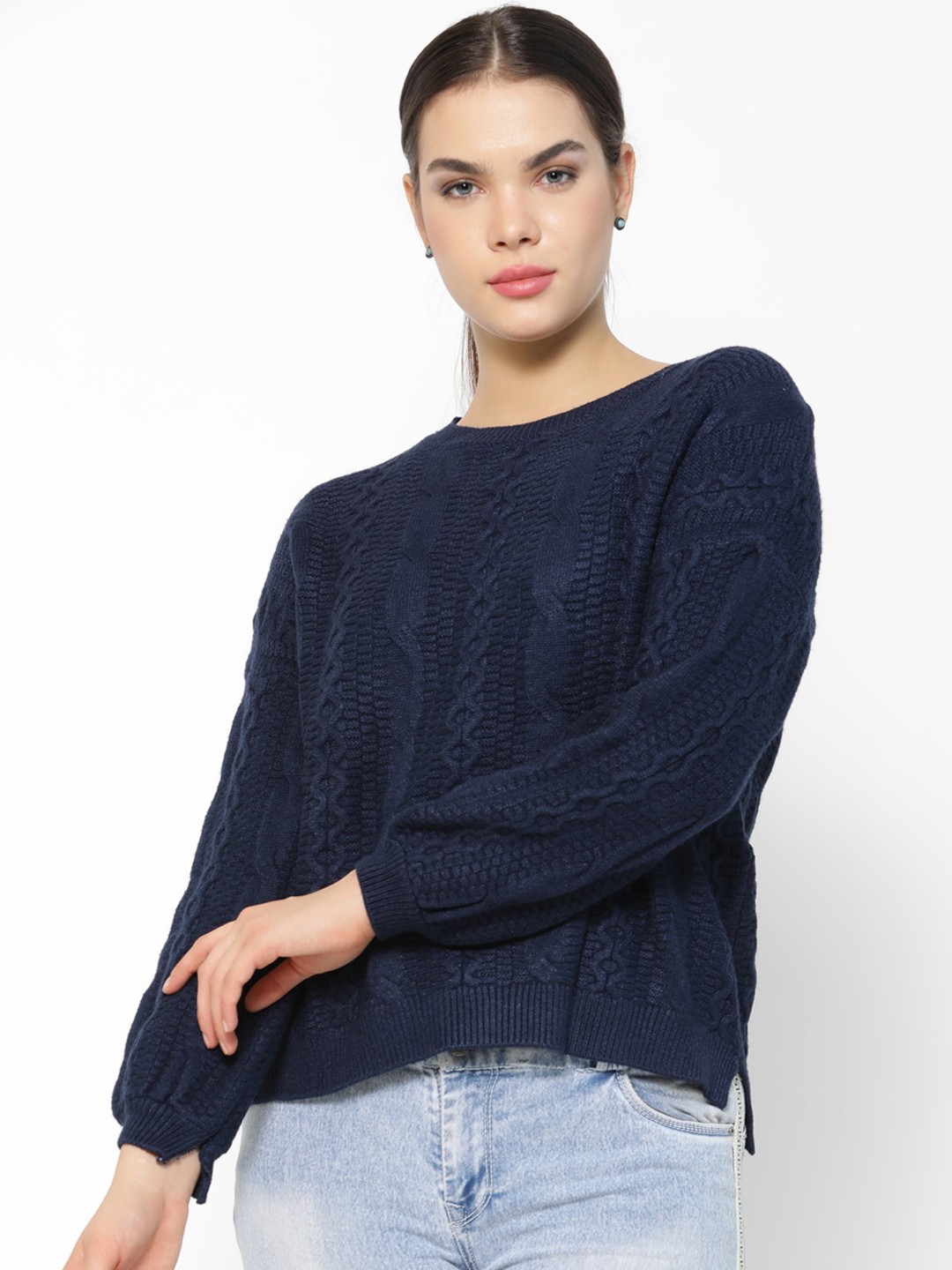 

Gipsy Women Navy Blue Solid Sweater