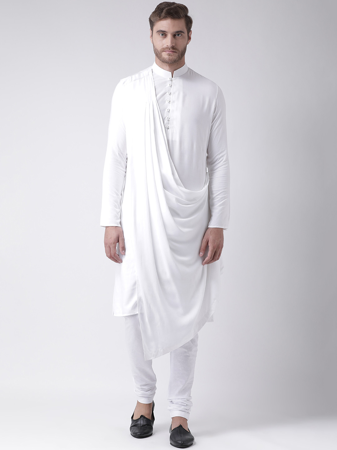 

DEYANN Men White Solid Kurta with Churidar