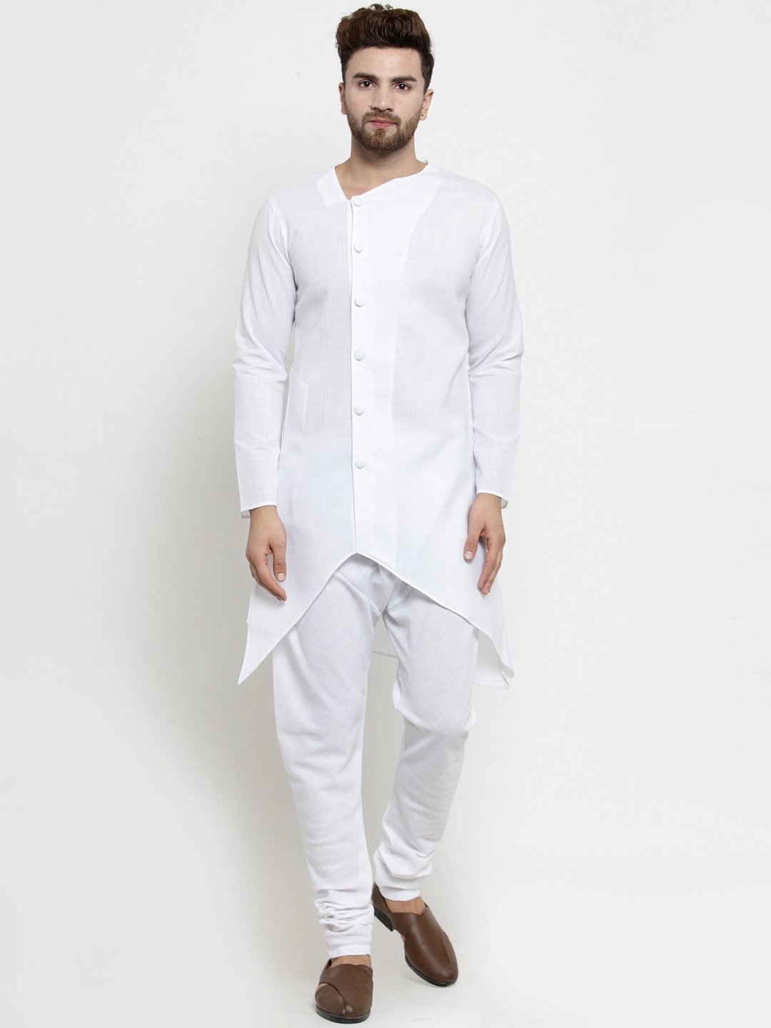 

TREEMODA Men White Solid Kurta with Pyjamas