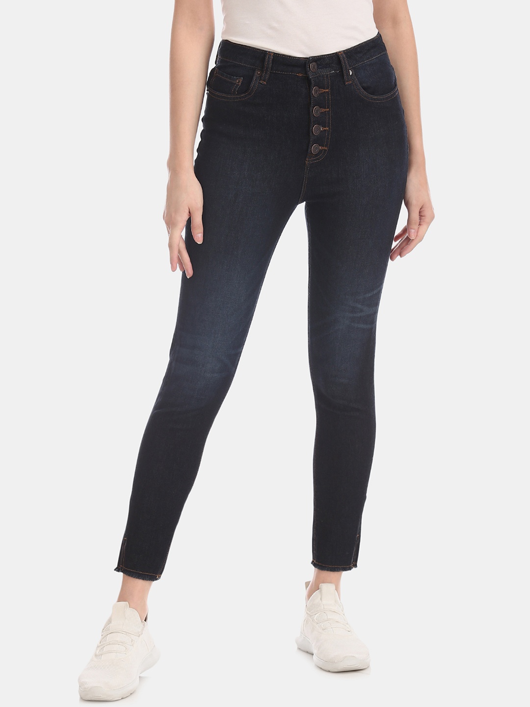 

Aeropostale Women Navy Blue Slim Fit Mid-Rise Clean Look Stretchable Jeans