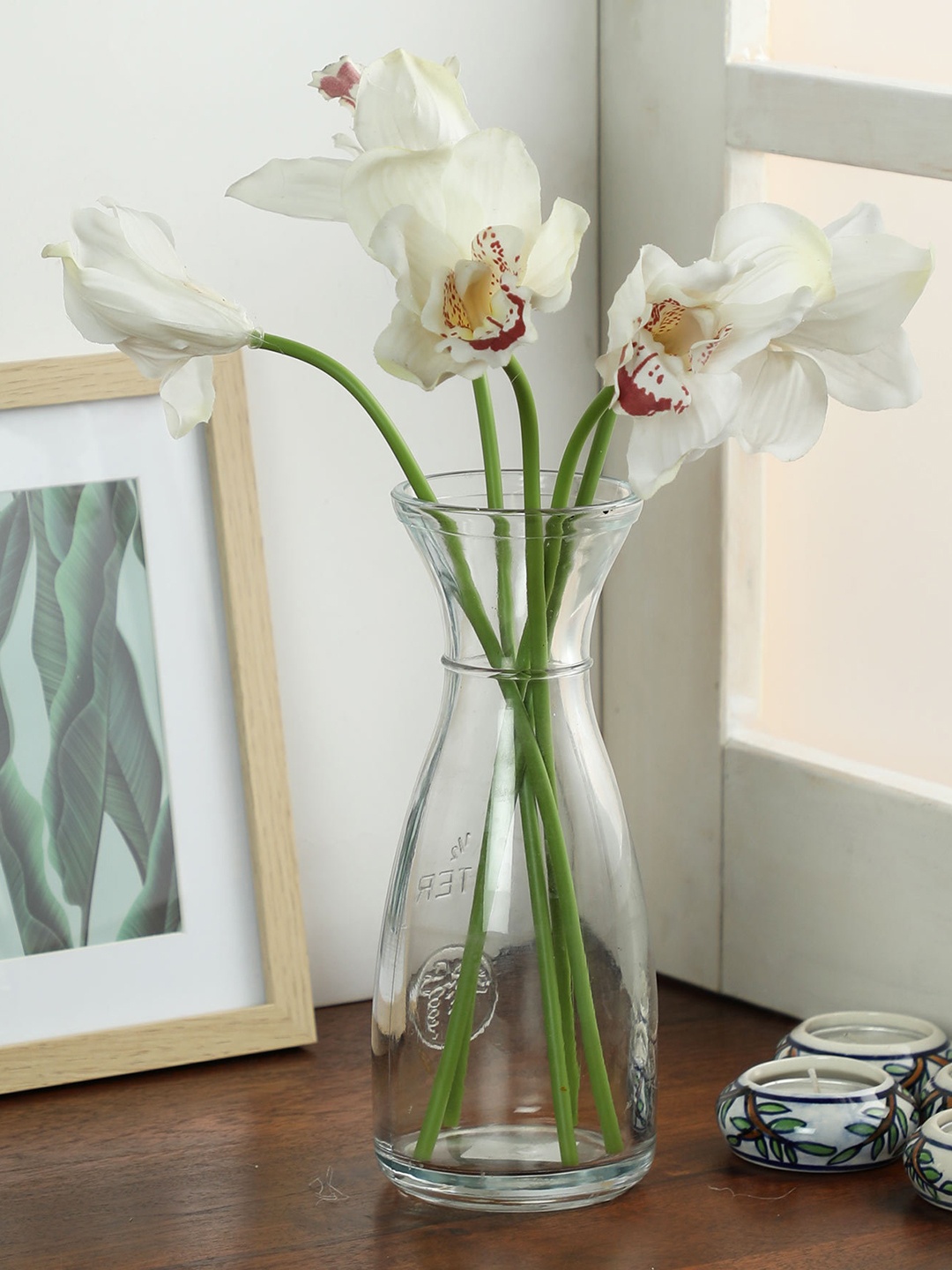 

PolliNation Set of 5 White Artificial Orchid Flower Stems