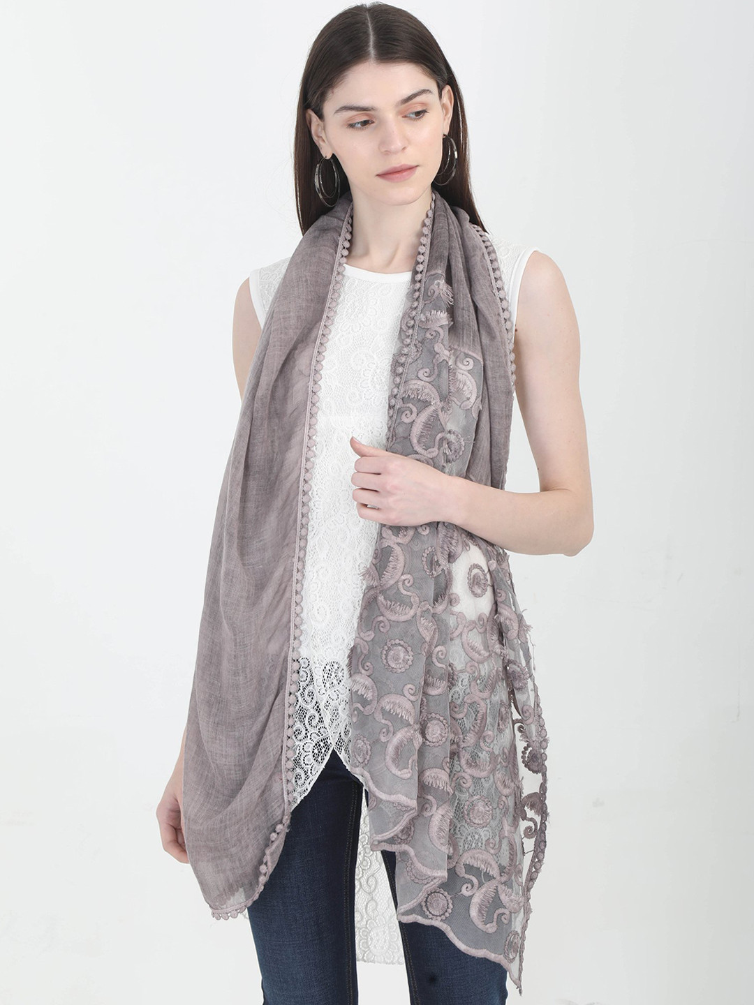 

FabSeasons Women Pink Embroidered Scarf