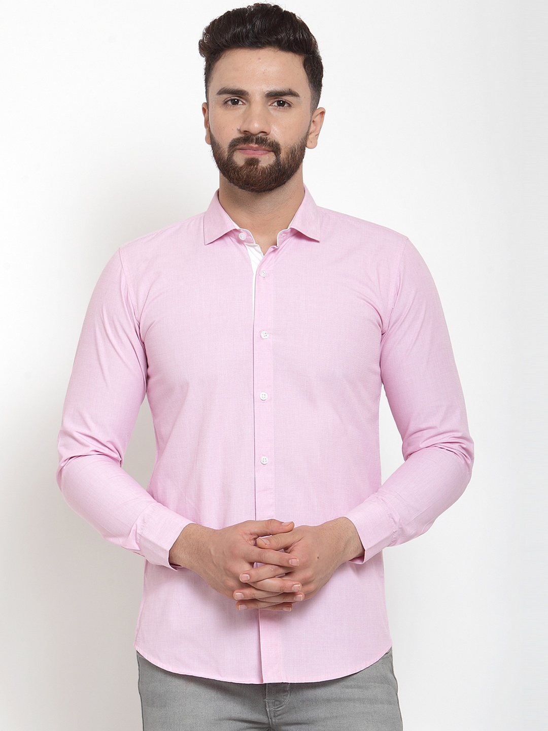 

Purple State Men Pink Slim Fit Solid Casual Shirt