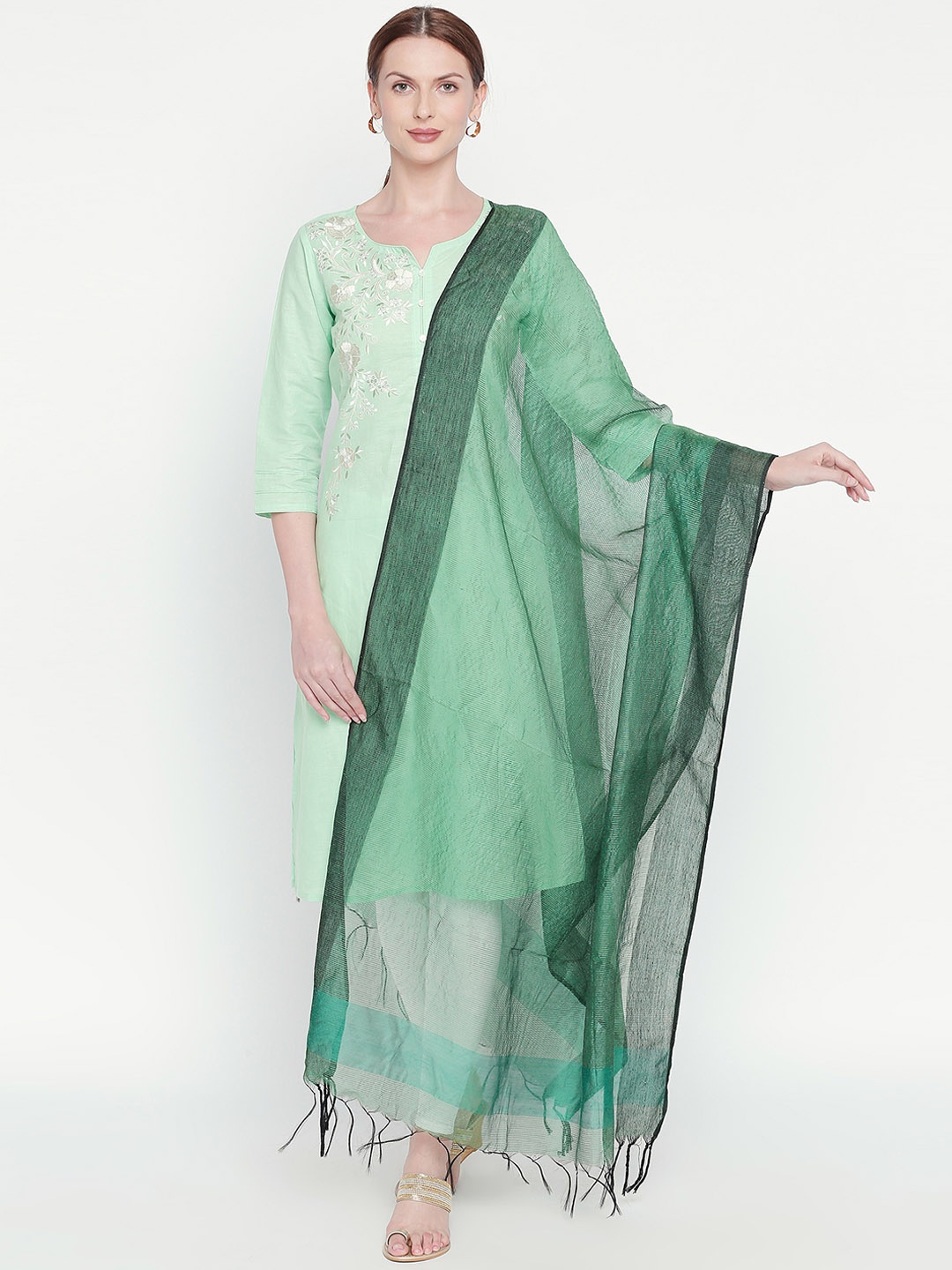 

RANGMANCH BY PANTALOONS Green Solid Dupatta