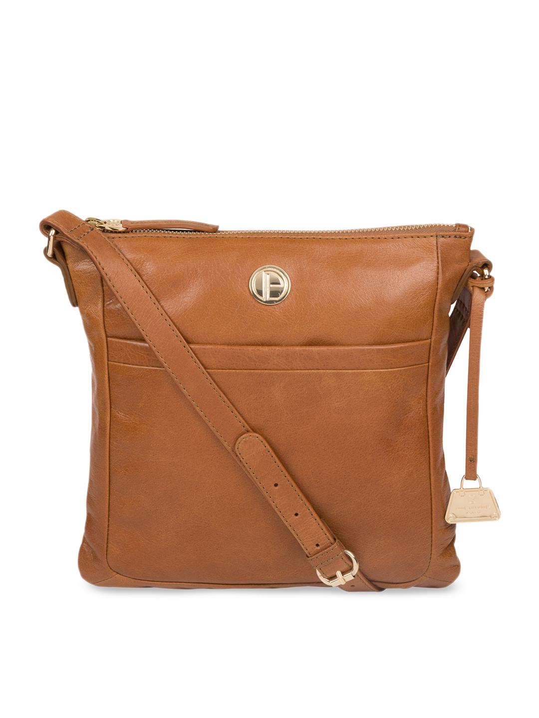 

PURE LUXURIES LONDON Women Tan Brown Solid Genuine Leather Lotus Sling Bag