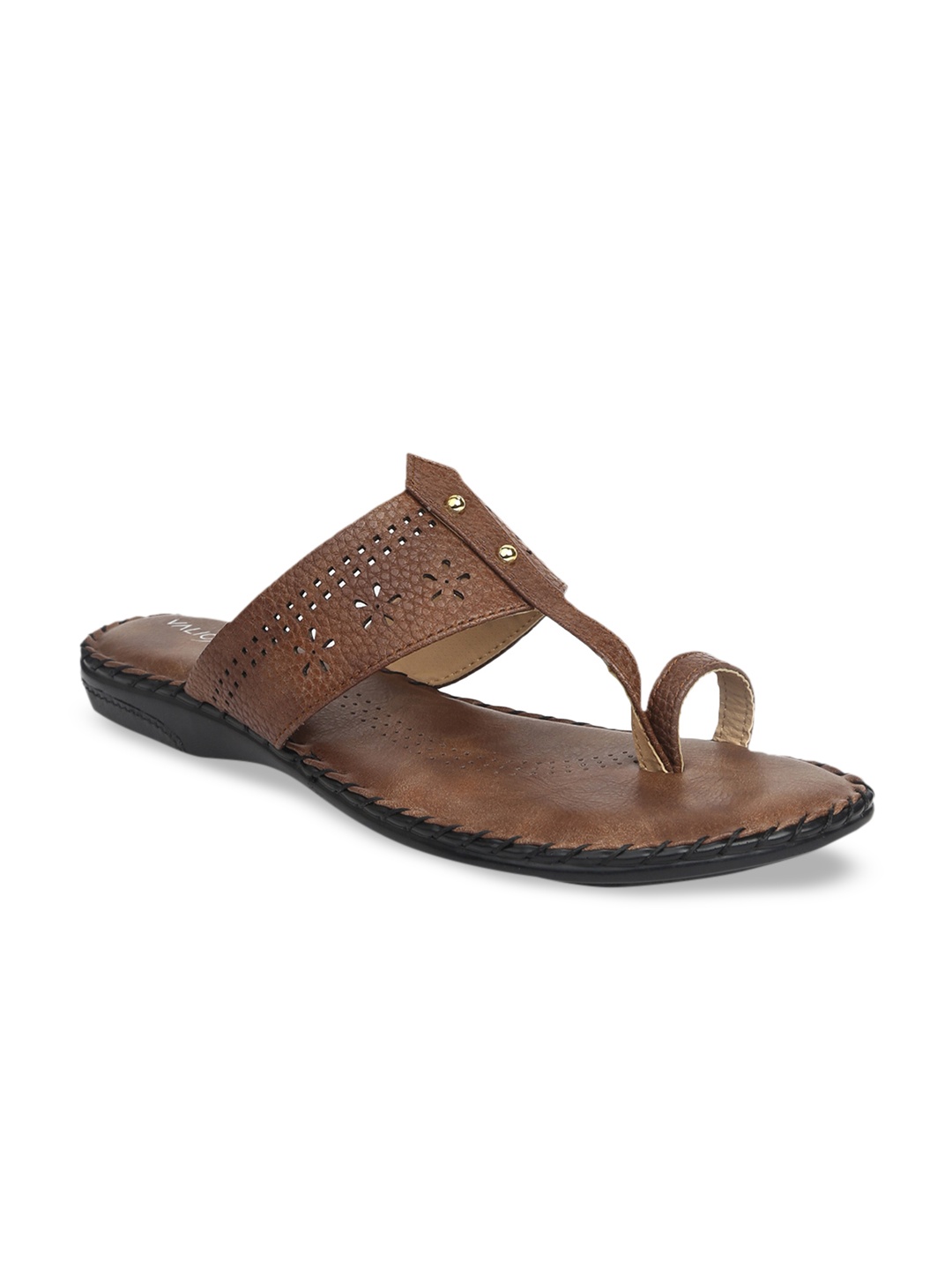 

VALIOSAA Women Brown Textured One Toe Flats