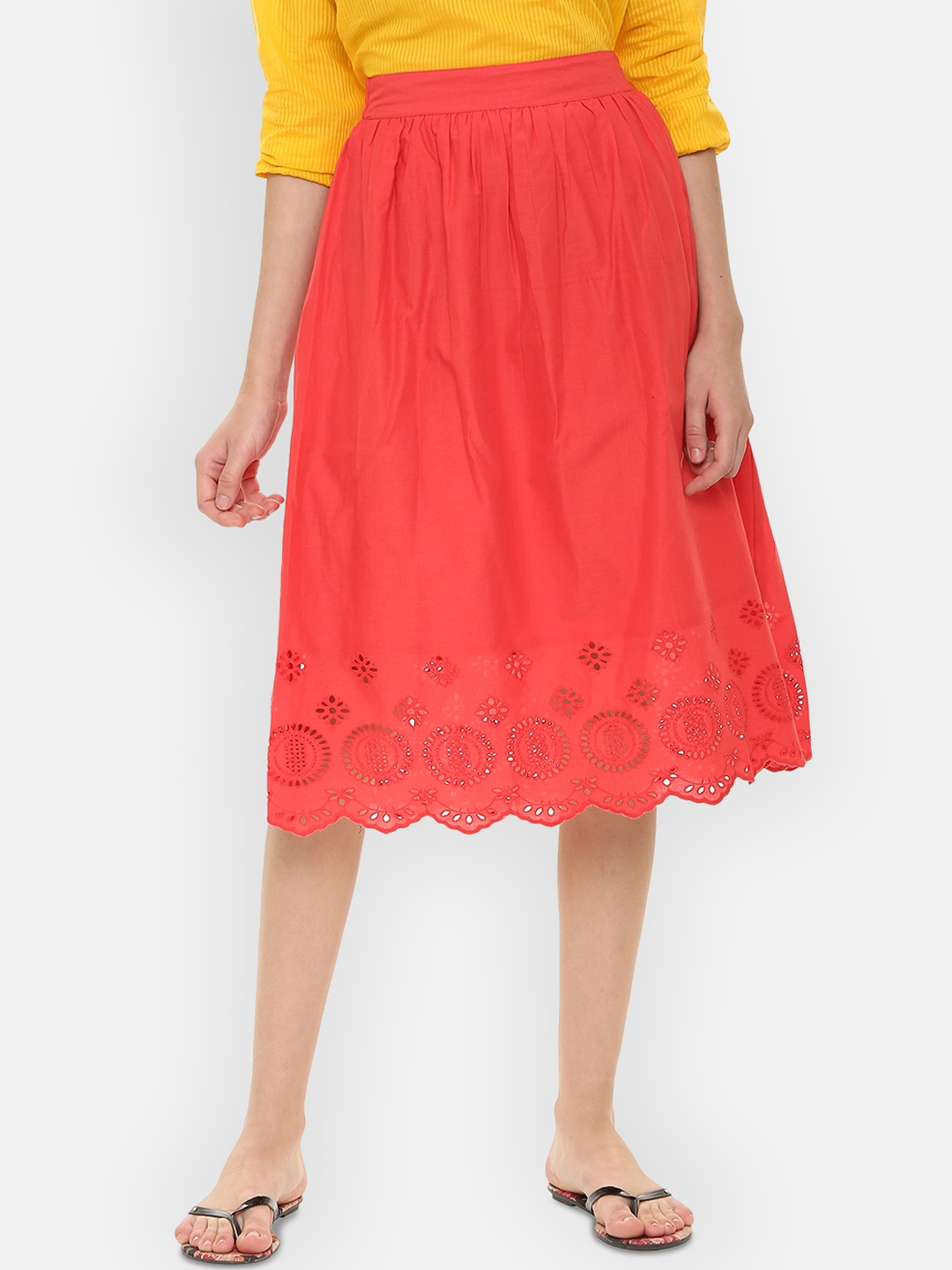 

People Women Red Solid Skirt