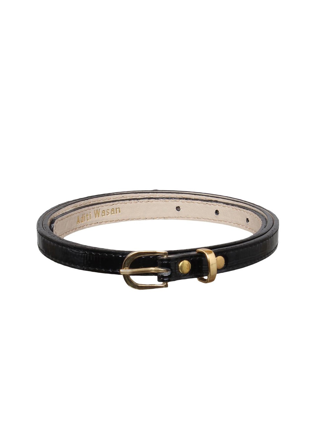 

Aditi Wasan Women Black Solid Vegan Leather Belt