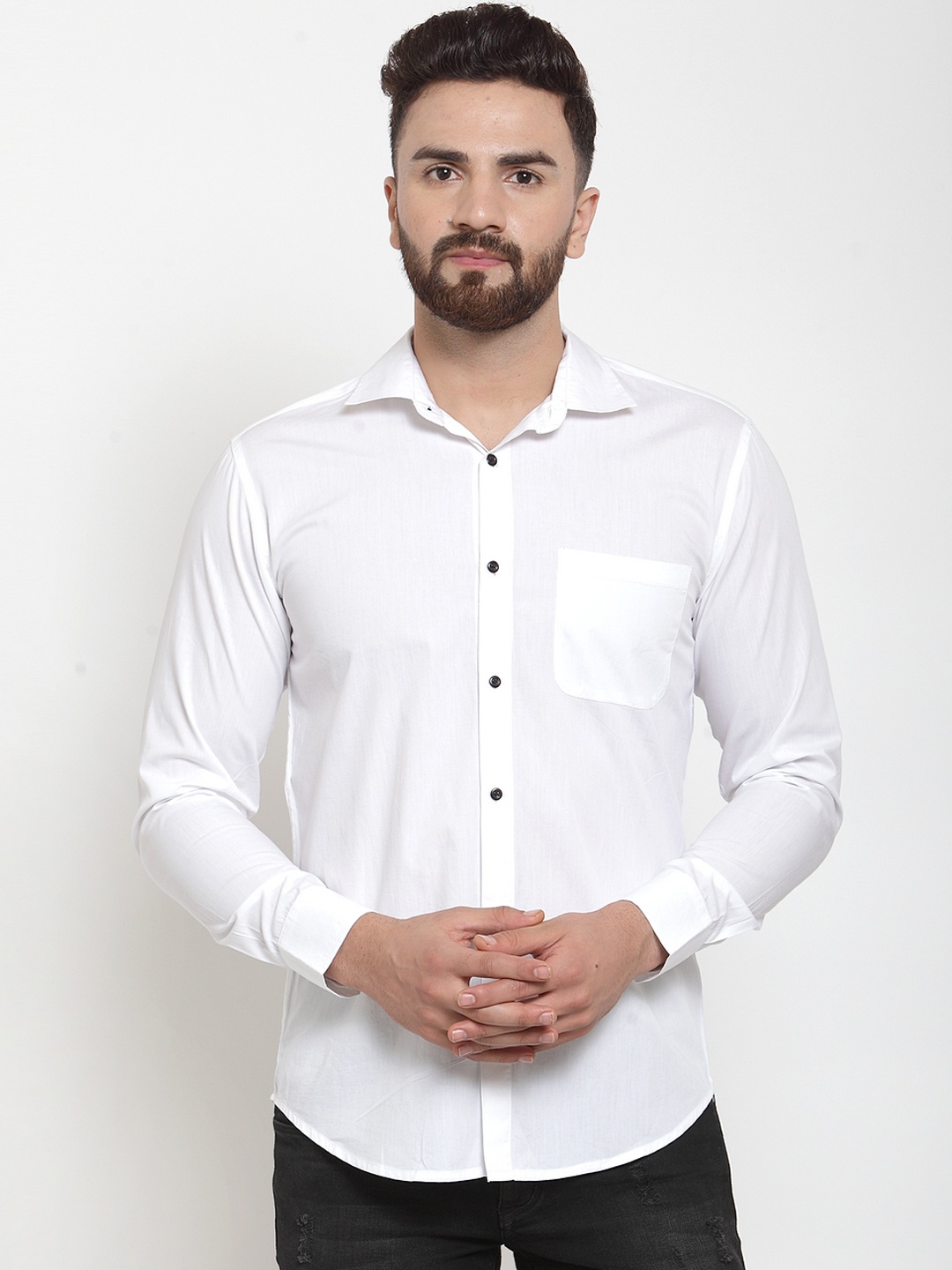 

Purple State Men White Slim Fit Solid Casual Shirt