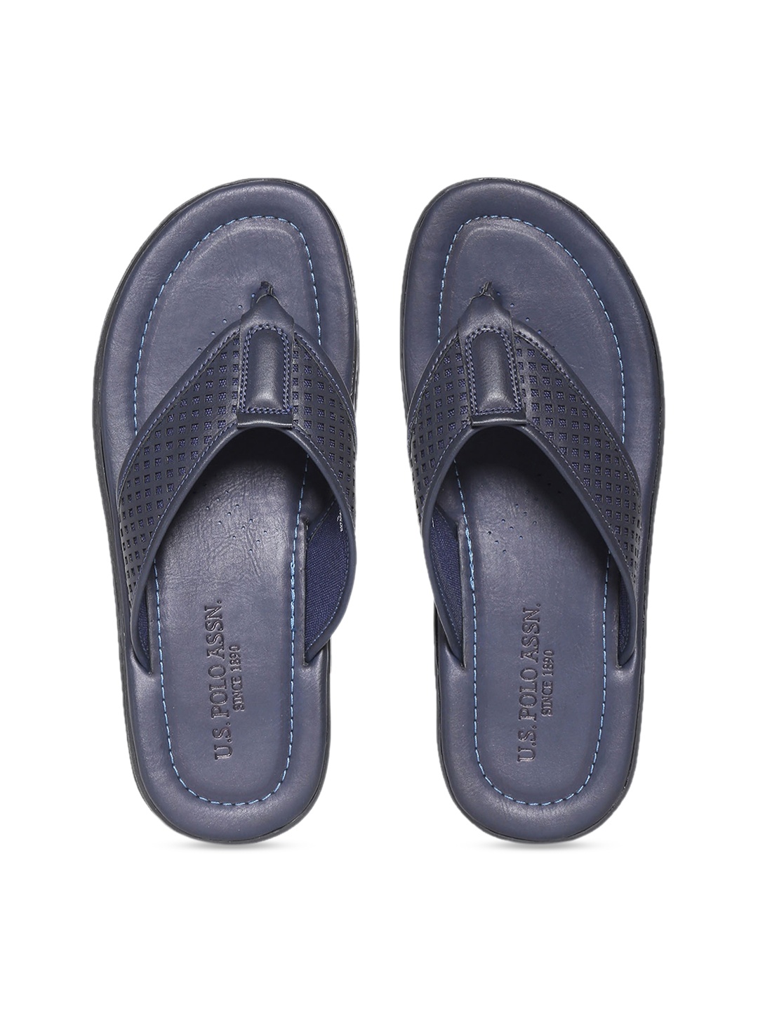 

U.S. Polo Assn. Men Blue Leather Comfort Sandals