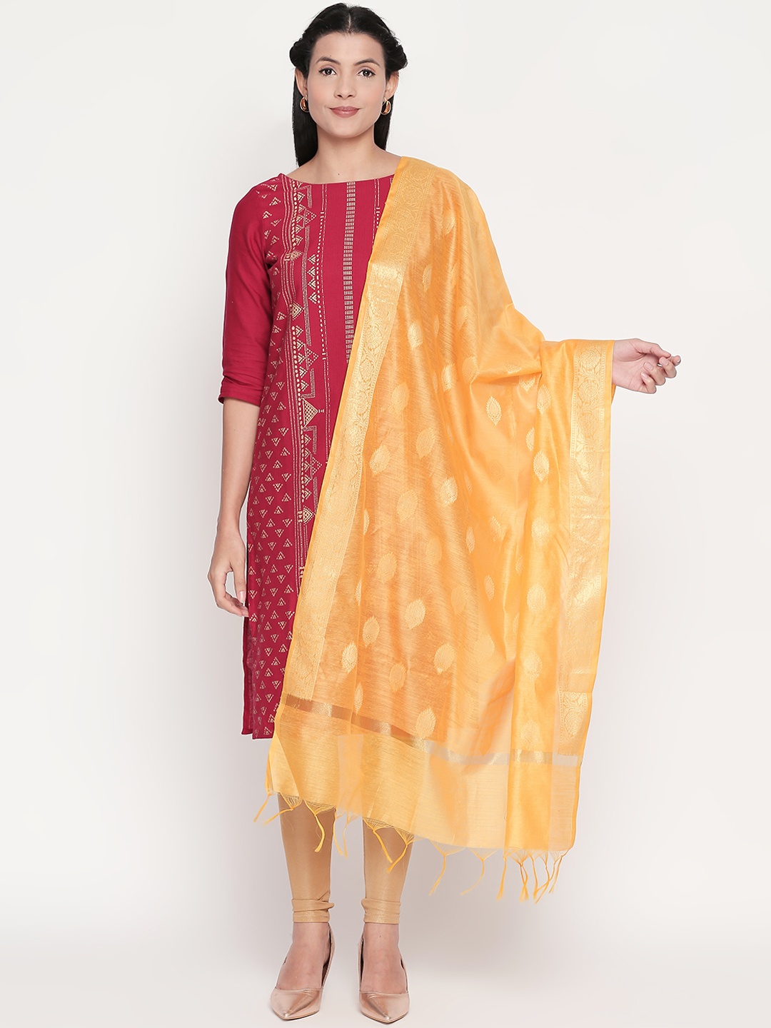 

RANGMANCH BY PANTALOONS Orange Printed Dupatta