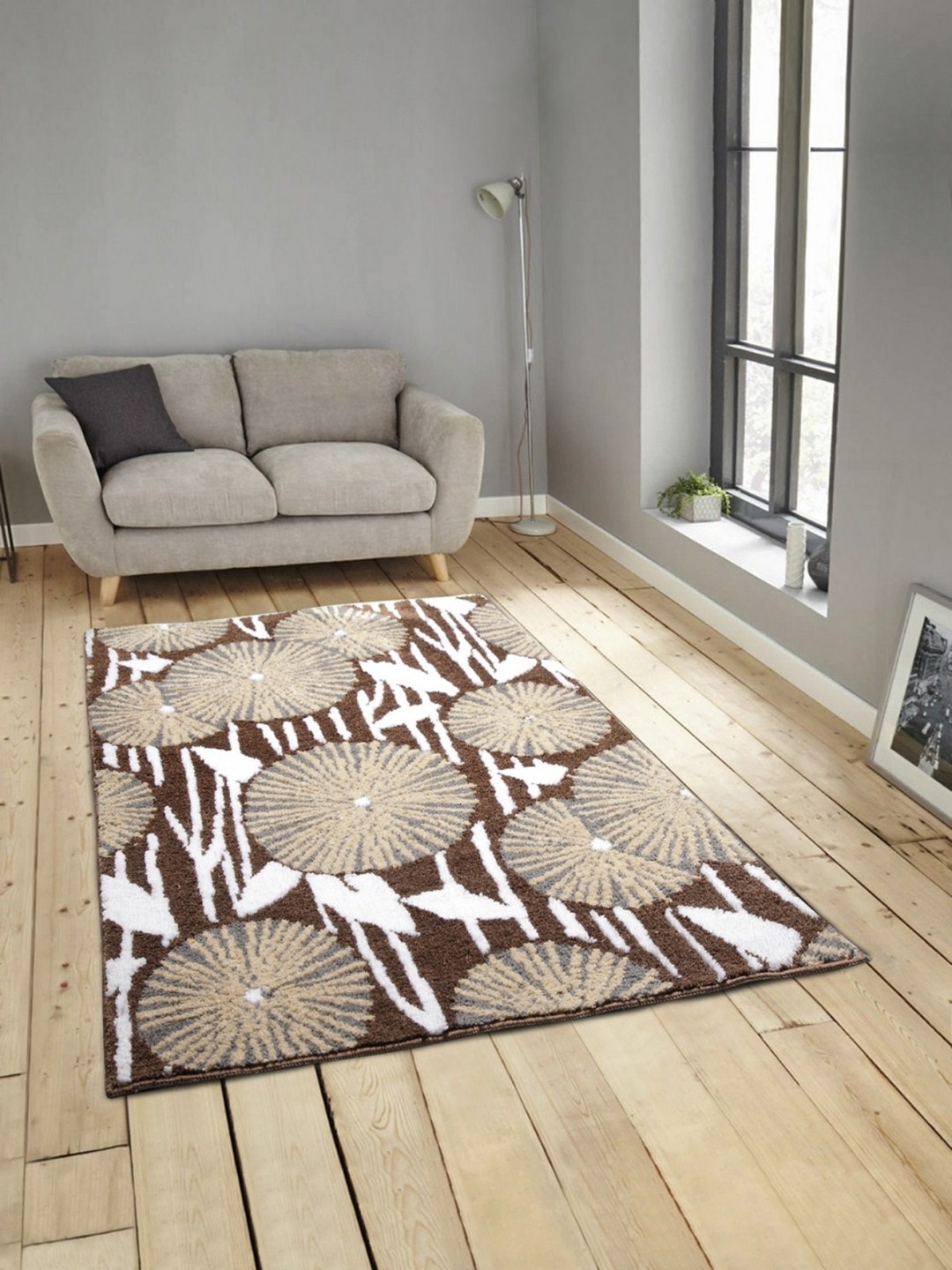 

ROMEE Brown& Beige Printed Anti-Skid Carpet