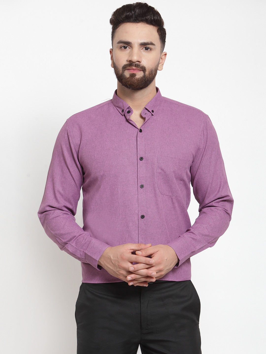 

JAINISH Men Purple Classic Slim Fit Solid Formal Shirt