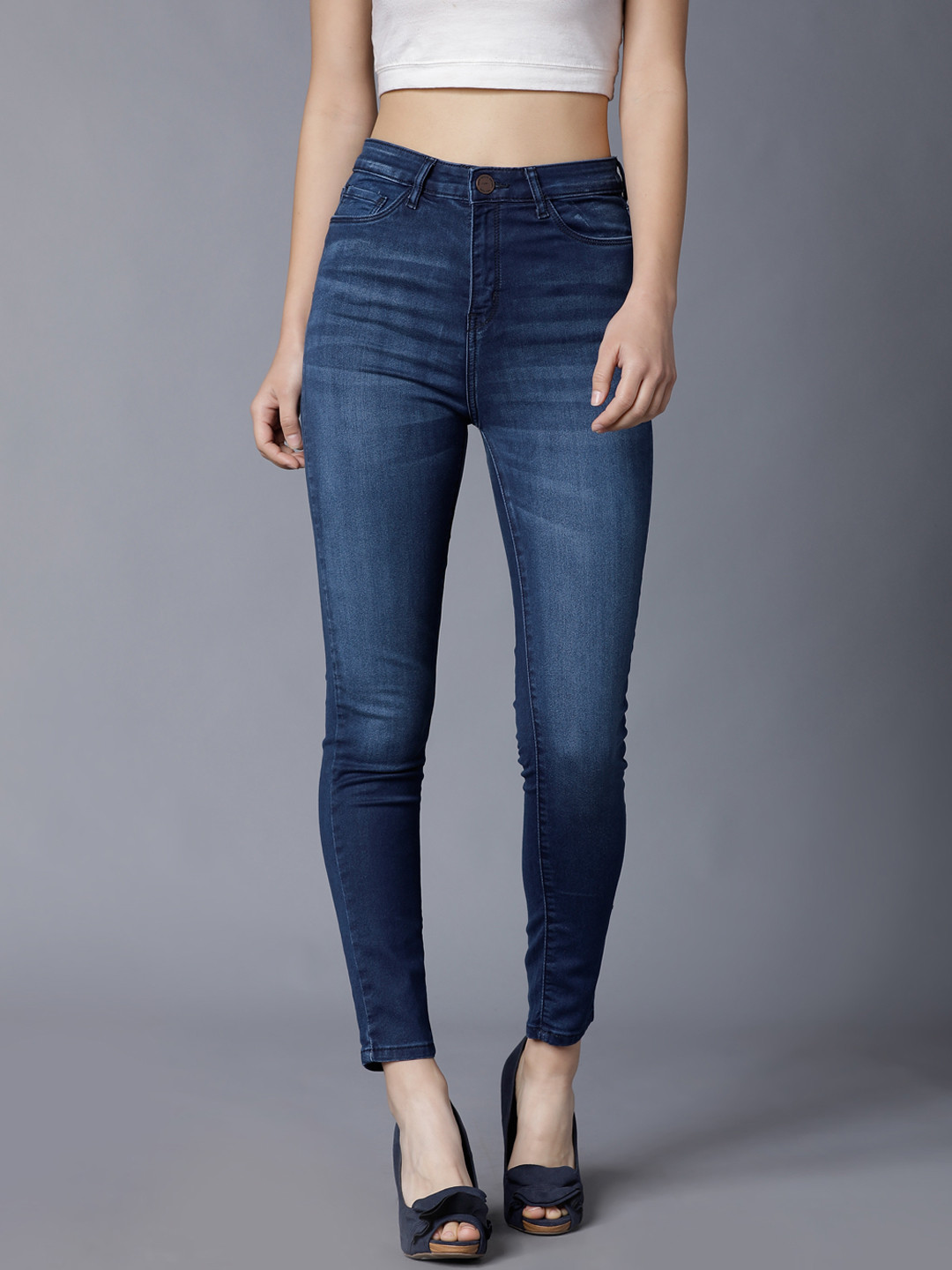 

Tokyo Talkies Women Blue Super Skinny Fit Mid-Rise Clean Look Stretchable Jeans
