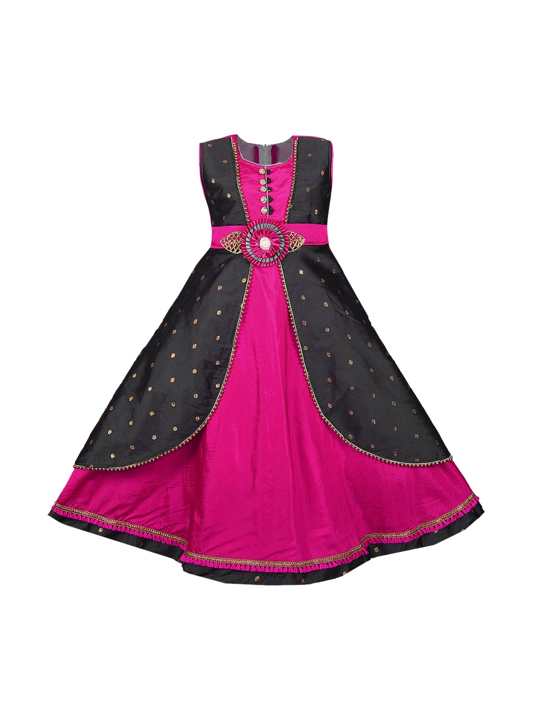 

Wish Karo Girls Self Design Pink Fit and Flare Dress