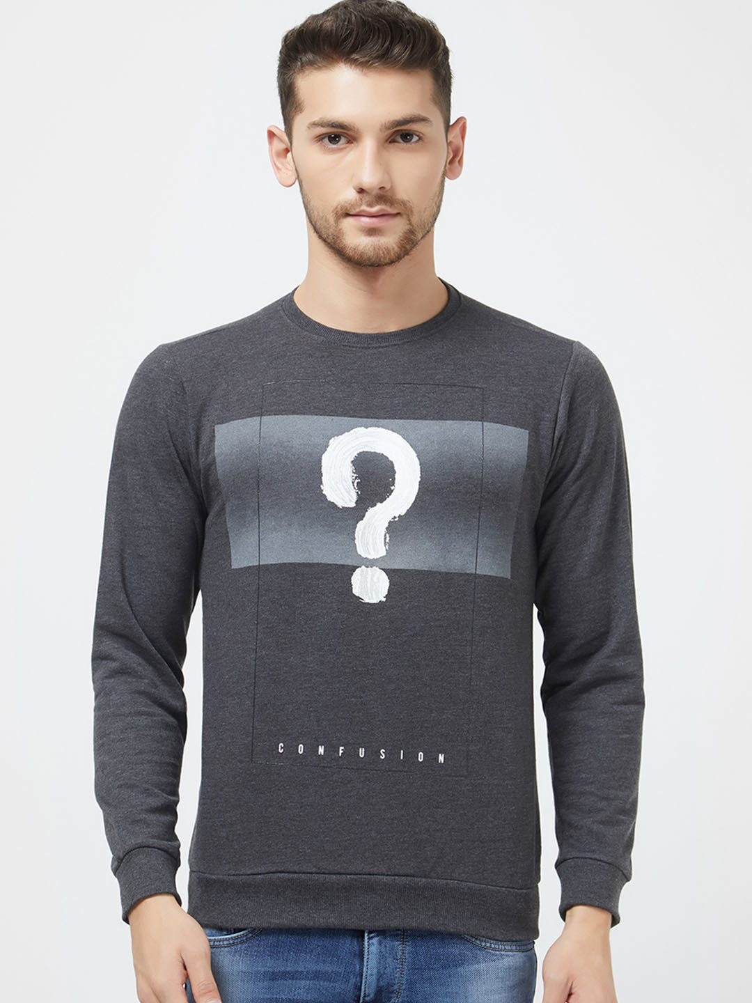 

Status Quo Men Grey Printed Sweatshirt
