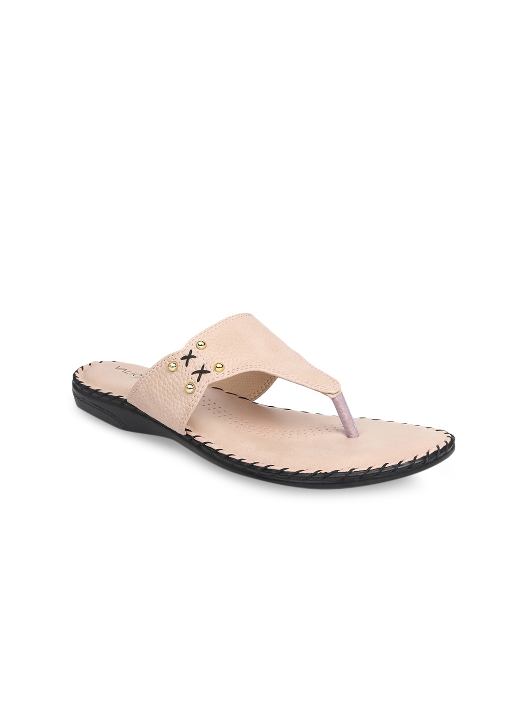 

VALIOSAA Women Beige Textured Open Toe Flats