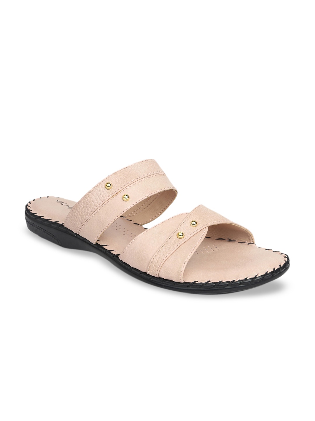 

VALIOSAA Women Beige Textured Open Toe Flats