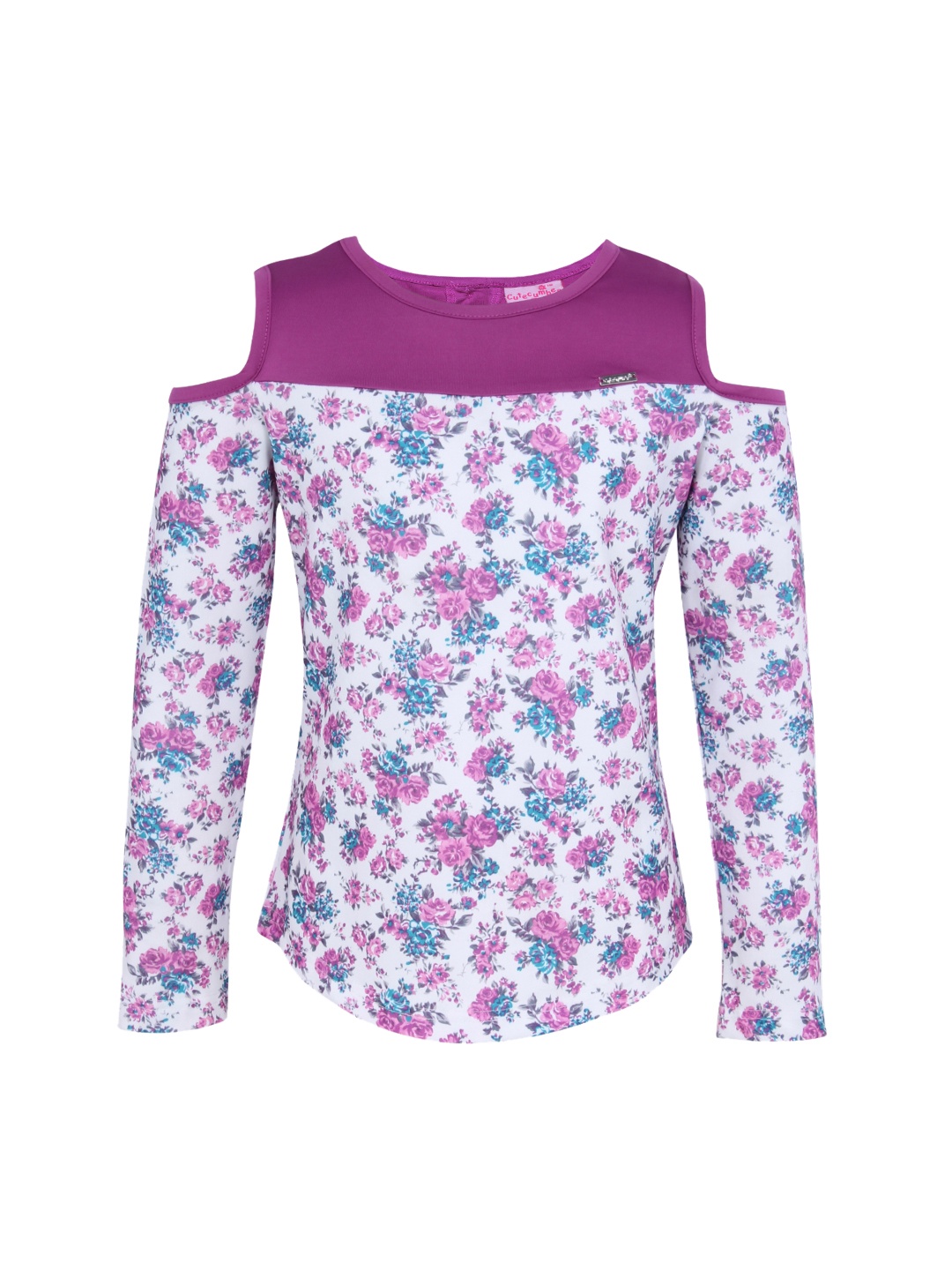 

CUTECUMBER Girls White Floral Printed Top