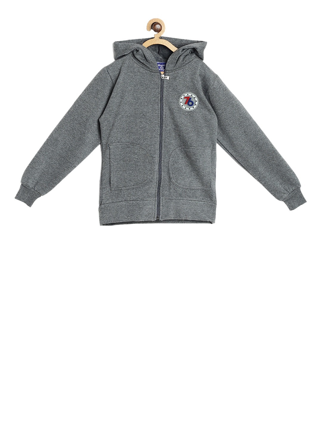 

SWEET ANGEL Girls Grey Solid Hooded Sweatshirt