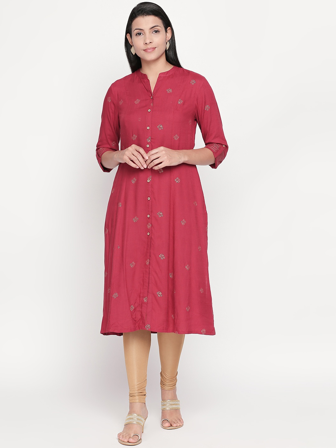 

RANGMANCH BY PANTALOONS Women Red Printed A-Line Kurta