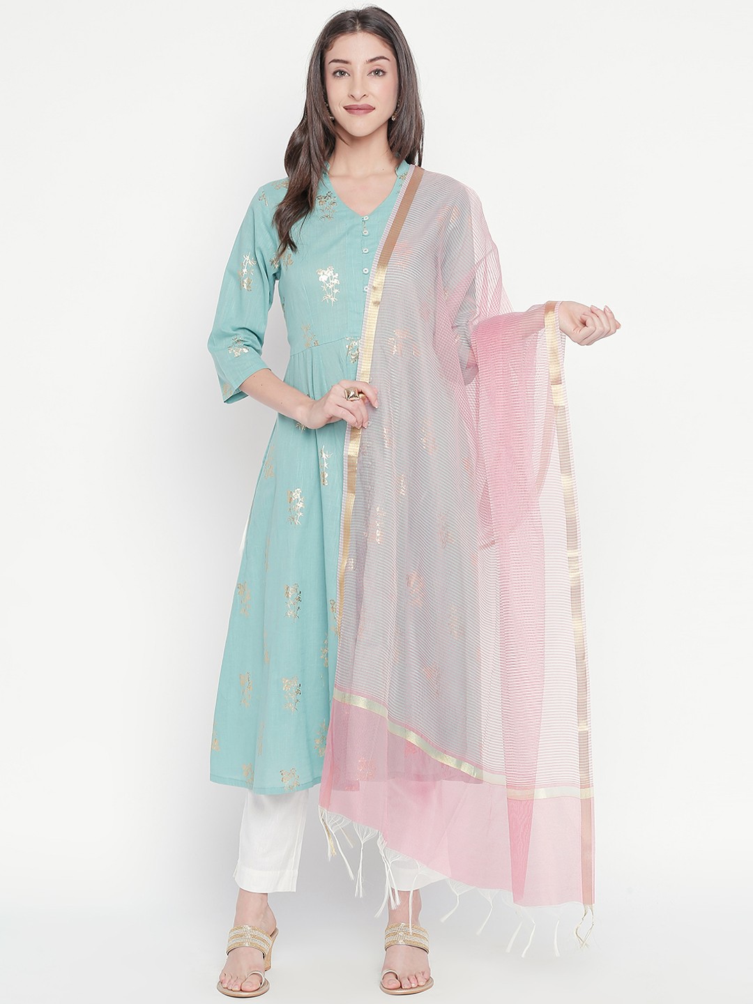 

RANGMANCH BY PANTALOONS Pink Solid Dupatta