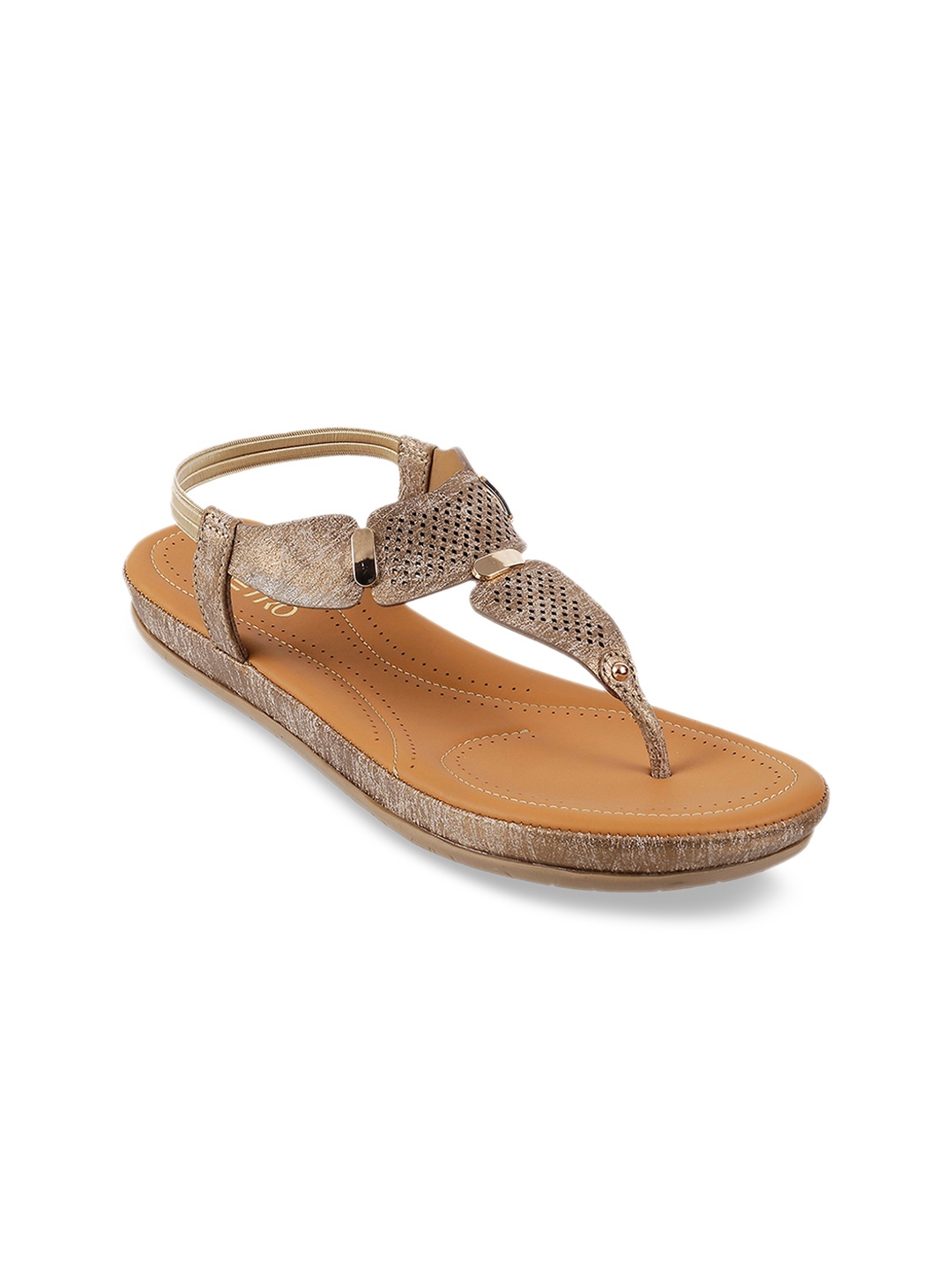 

Metro Women Brown Solid T-Strap Flats