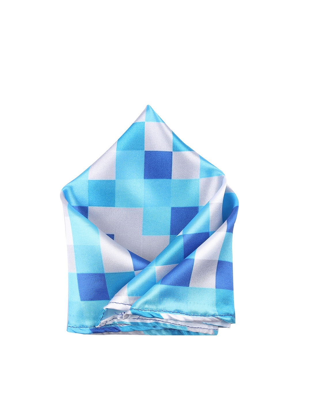 

Blacksmith Men Blue & Grey Checked Pocket Square