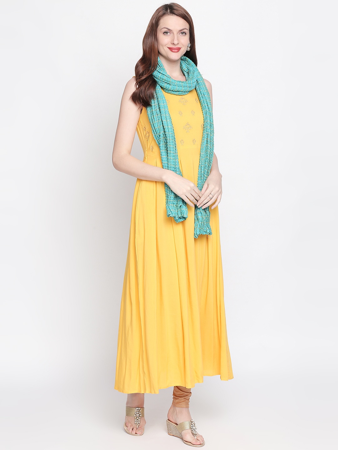

RANGMANCH BY PANTALOONS Turquoise Blue Striped Dupatta