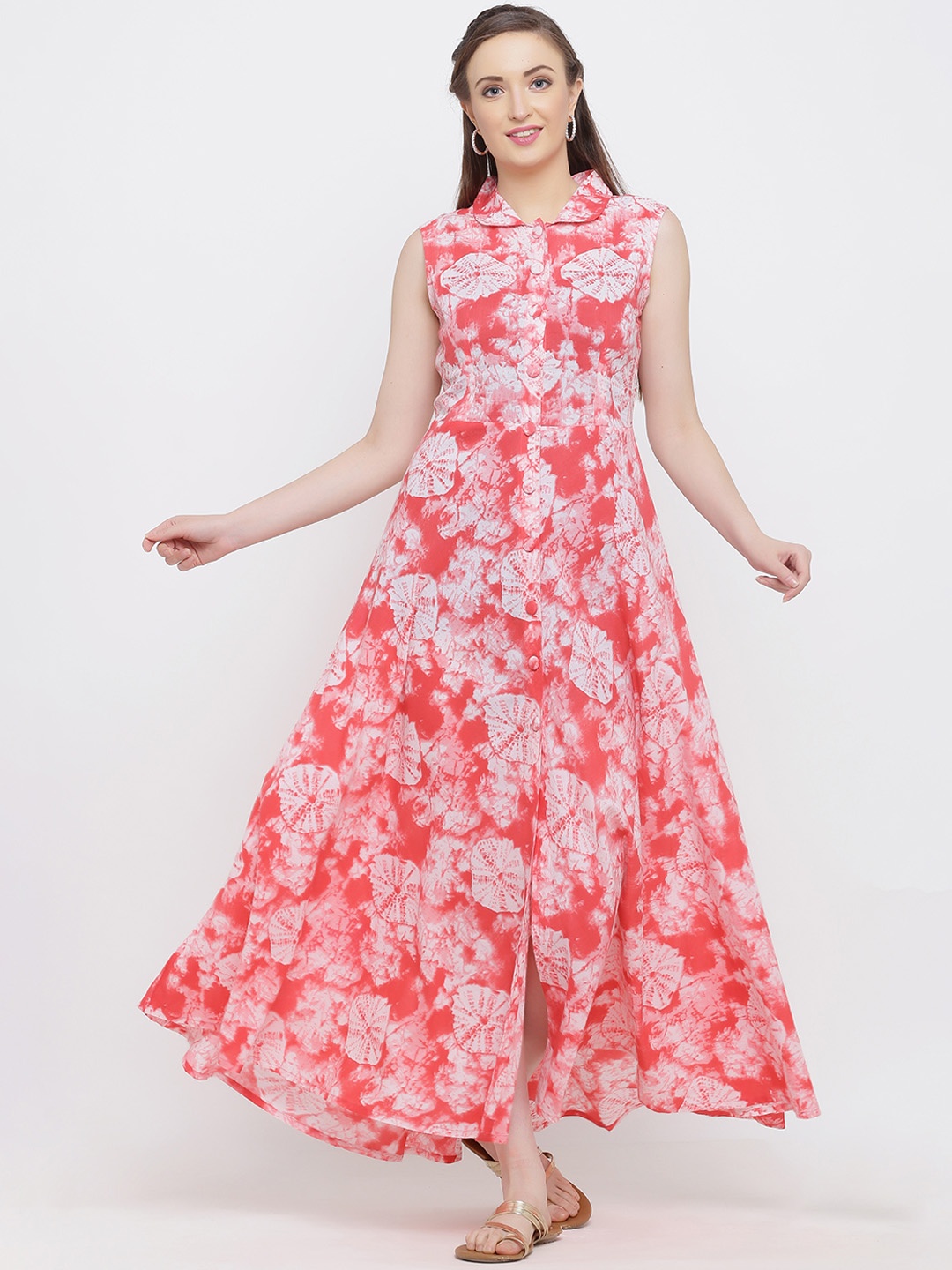 

Indian Virasat Women Red Dyed Maxi Dress