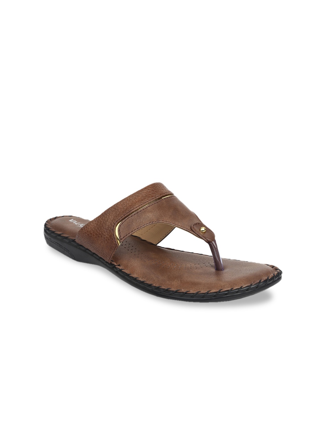 

VALIOSAA Women Brown Textured Open Toe Flats