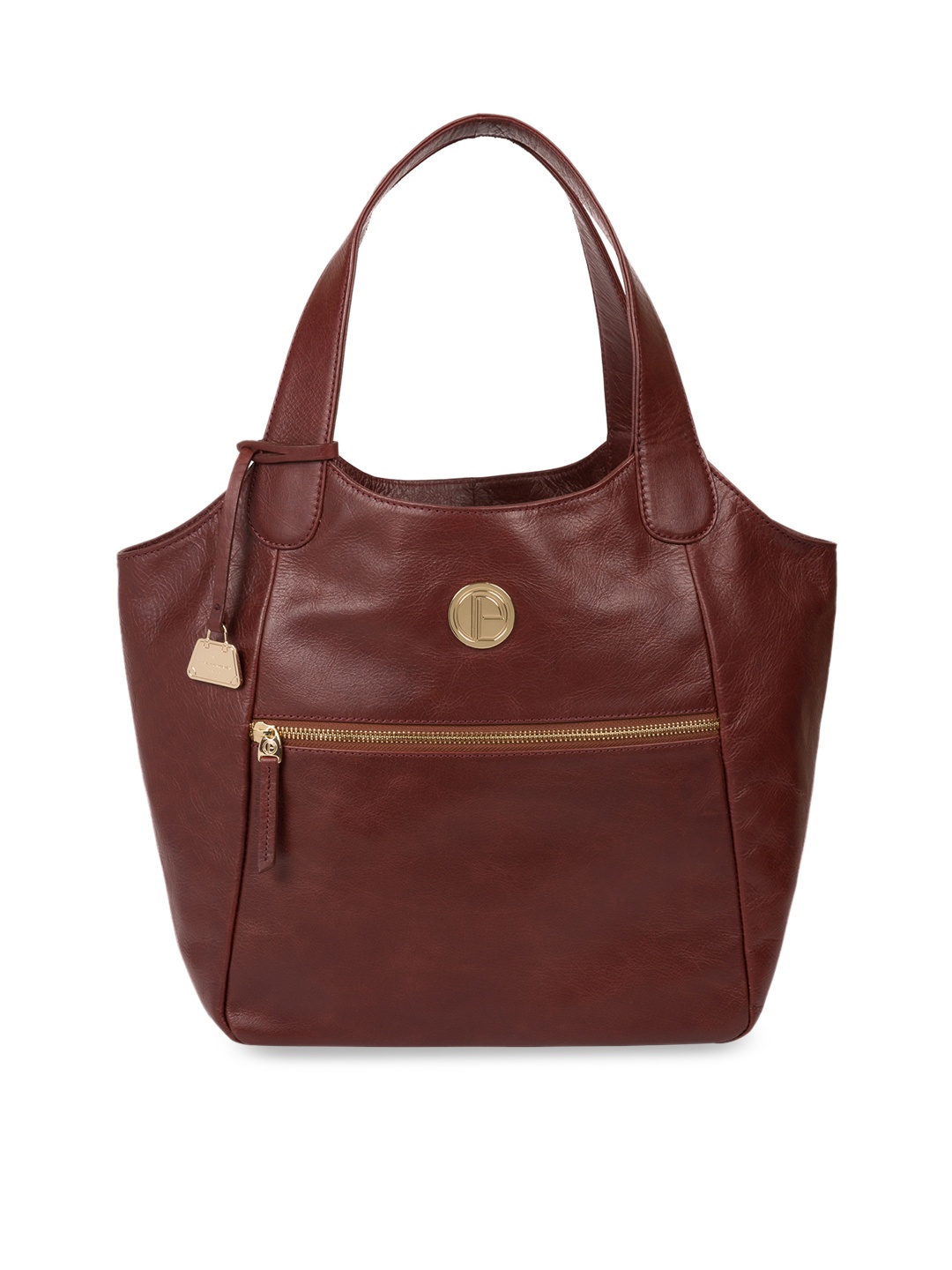 PURE LUXURIES LONDON Women Brown Solid Genuine Leather Mimosa Tote Bag