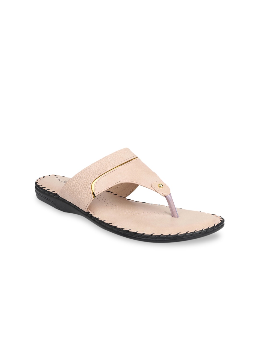 

VALIOSAA Women Beige Textured Open Toe Flats