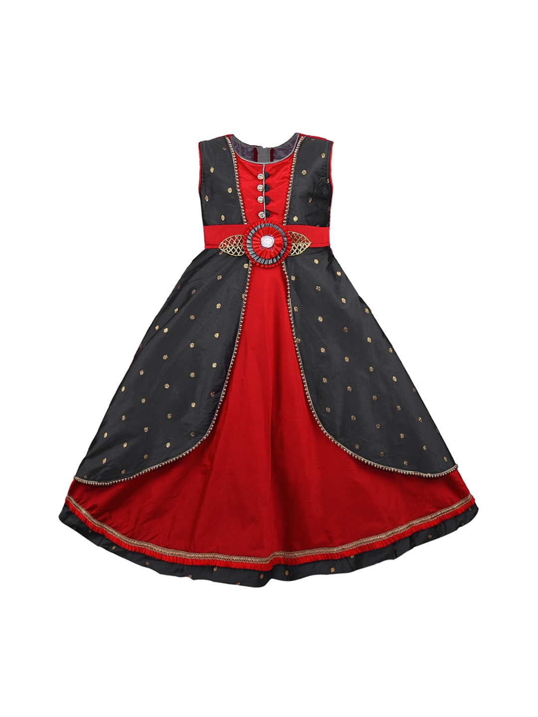 

Wish Karo Girls Red & Black Embellished Maxi Dress